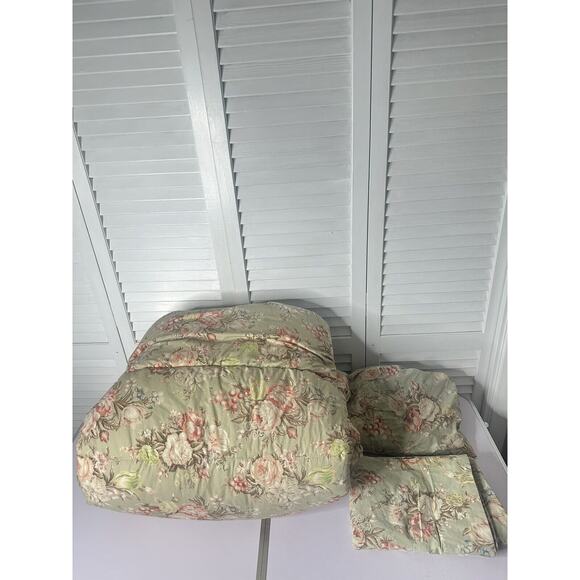 3 Pc Vintage Ralph Lauren Charlotte Floral Twin Comforter Flat Fitted Sheet Set - Picture 3 of 9